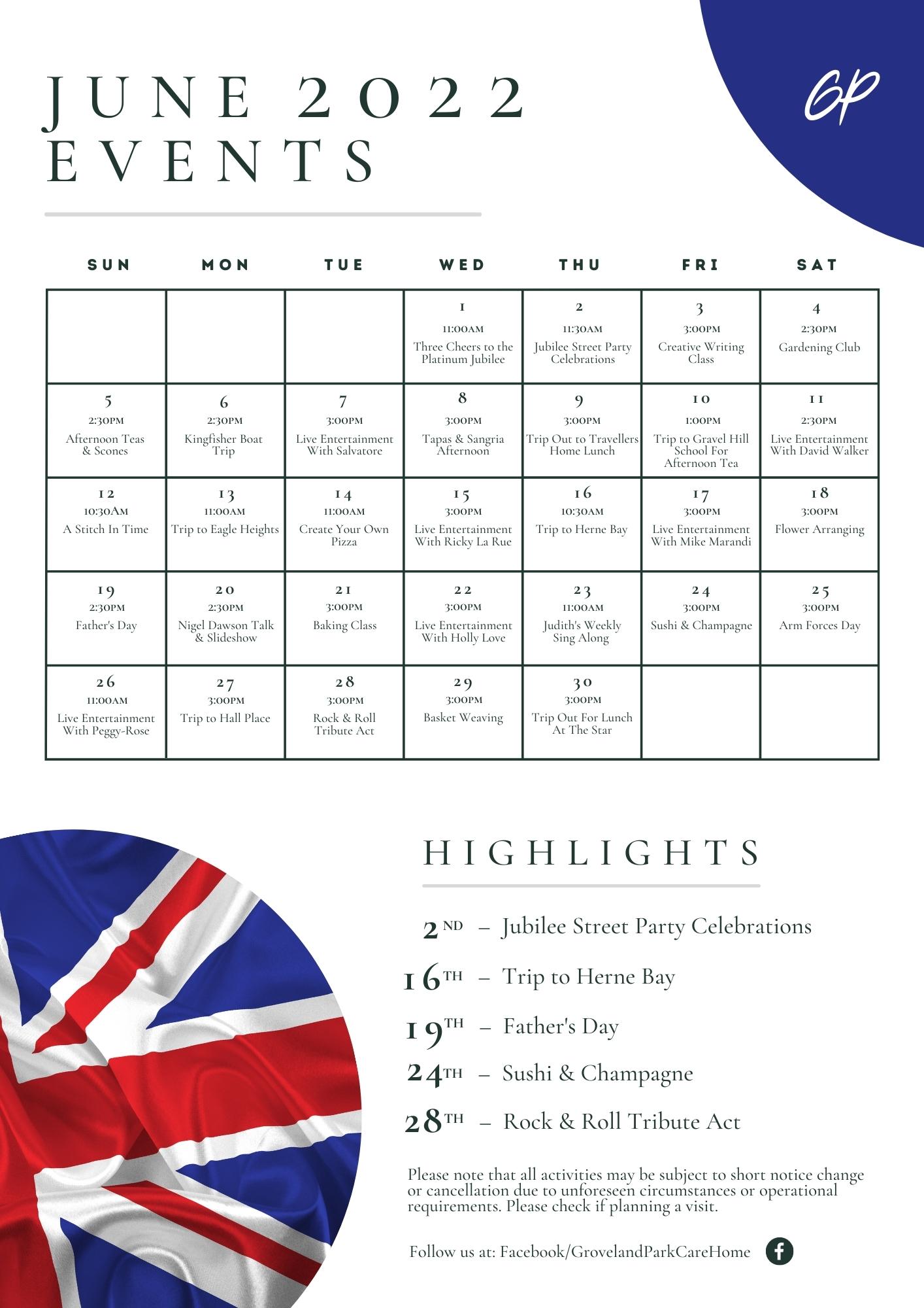 Groveland Park June 2022 Events